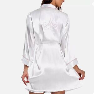 Linea Donatella Mrs. Embroidered Wrap Satin Bride Robe
